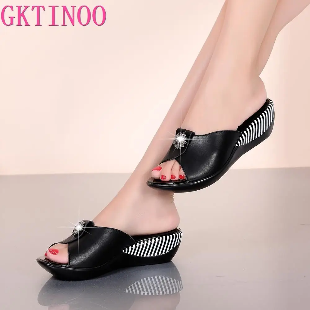 Top Trends: GKTINOO 2024 Summer Platform Flip Flops Fashion Beach Shoes Woman Anti-slip Genuine Leather Sandals Women Slippers Shoe Shoppable Styles