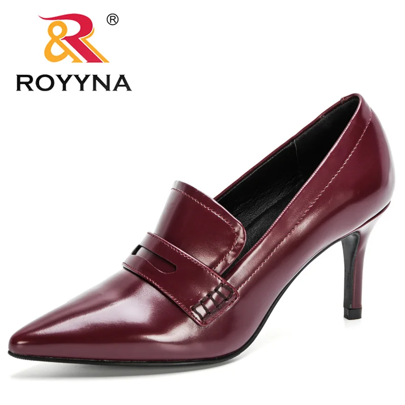 Top Trends: ROYYNA New Designers Original Top Quality Women Pumps Pointed Toe Thin Heels Dress Shoe Nice Leather Wedding Shoes Feminimo Shoppable Styles - Image 2