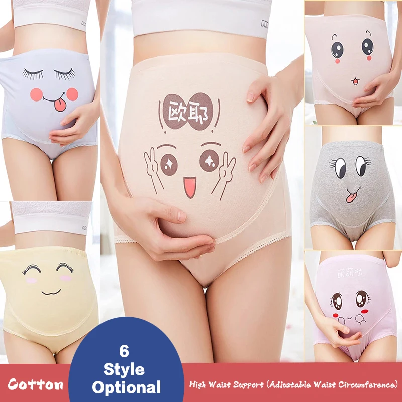 Top Trends: Cotton High Waist Maternity Briefs Adjustable Belly Panties Cartoon Printing Eye Clothes For Pregnant Women Pregnancy Intimates Shoppable Styles