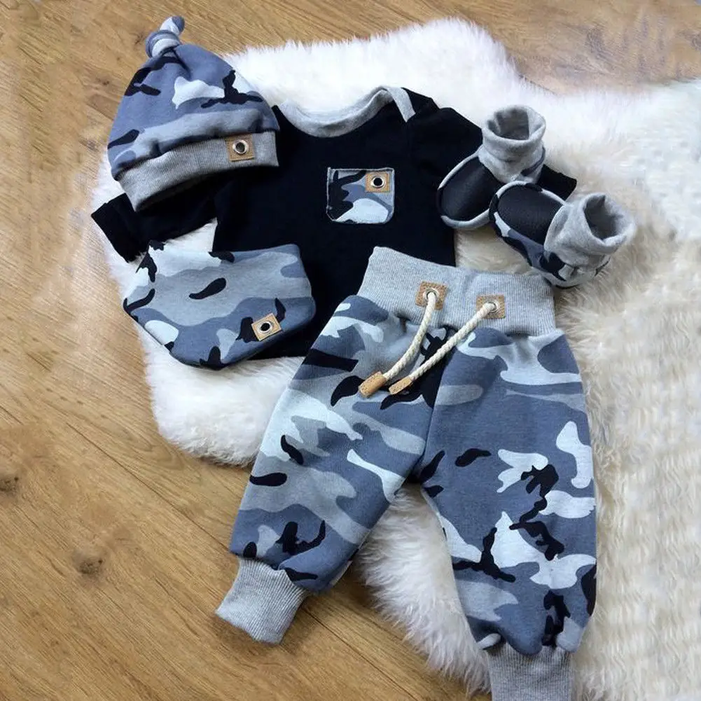 Top Trends: Pudcoco Autumn New Casual 3pcs Baby Boy Clothes Set Newborn Infant Boys Camouflage Top Long Pants Hat Outfits Shoppable Styles