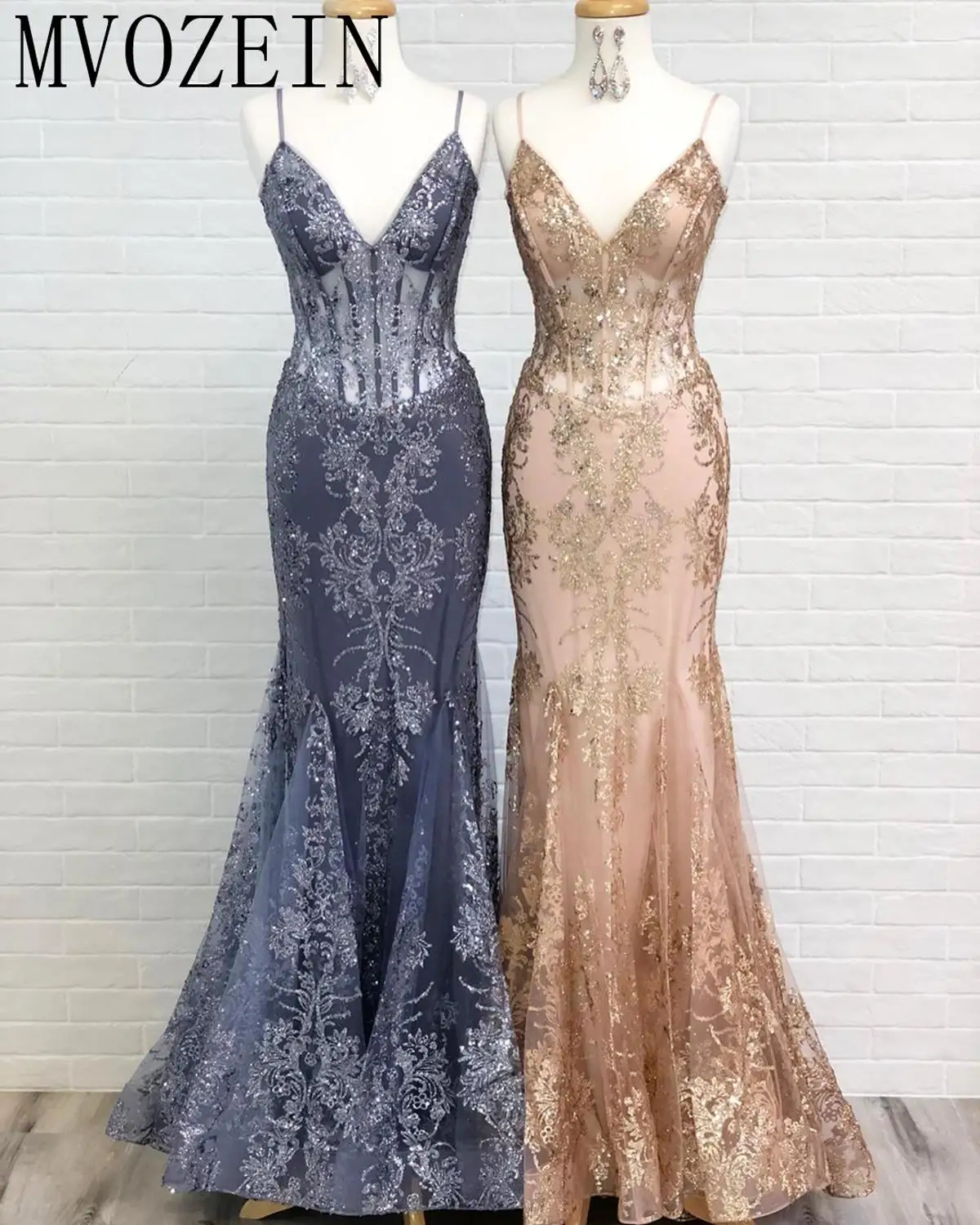 Top Trends: MVOZEIN Prom Dresses For Black Girl 2023 Long Evening Dresses Spaghetti Strap Lace Sequin Formal Occasion Dresses Glitter Dress Shoppable Styles