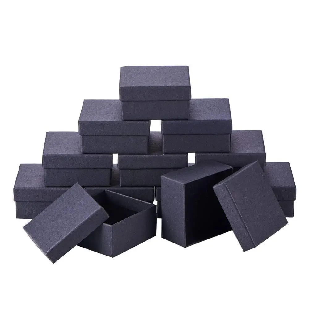 Top Trends: Pandahall 12~24 Pcs / Lot Black Square / Rectangle Cardboard Jewelry Set Boxes Ring Gift Boxes For Necklace Jewellery Packaging Shoppable Styles