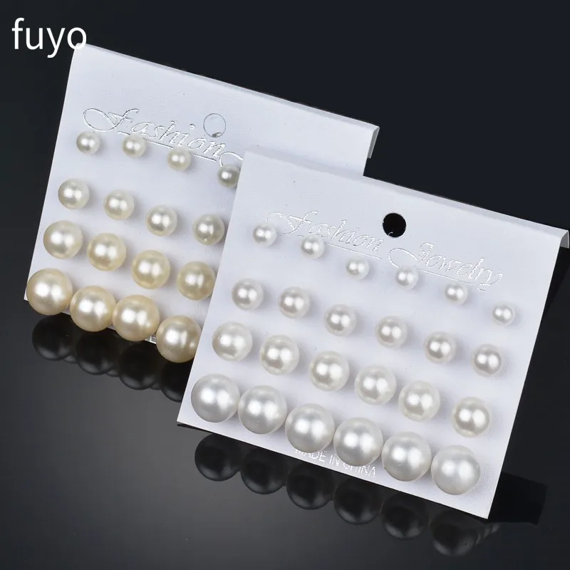 Top Trends: Fuyo 12 Pairs White Simulated Pearl Earrings Set For Women Jewelry On Ear Ball Stud Earrings Kit Bijouteria Brincos Bijoux Shoppable Styles