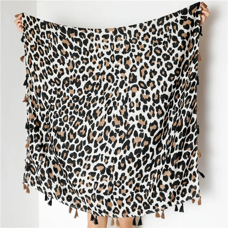 Top Trends: 16 Designer Fashion Sexy Leopard Dot Tassel Viscose Shawl Scarf Lady High Quality Print Soft Pashmina Stole Bufandas Muslim Caps Shoppable Styles