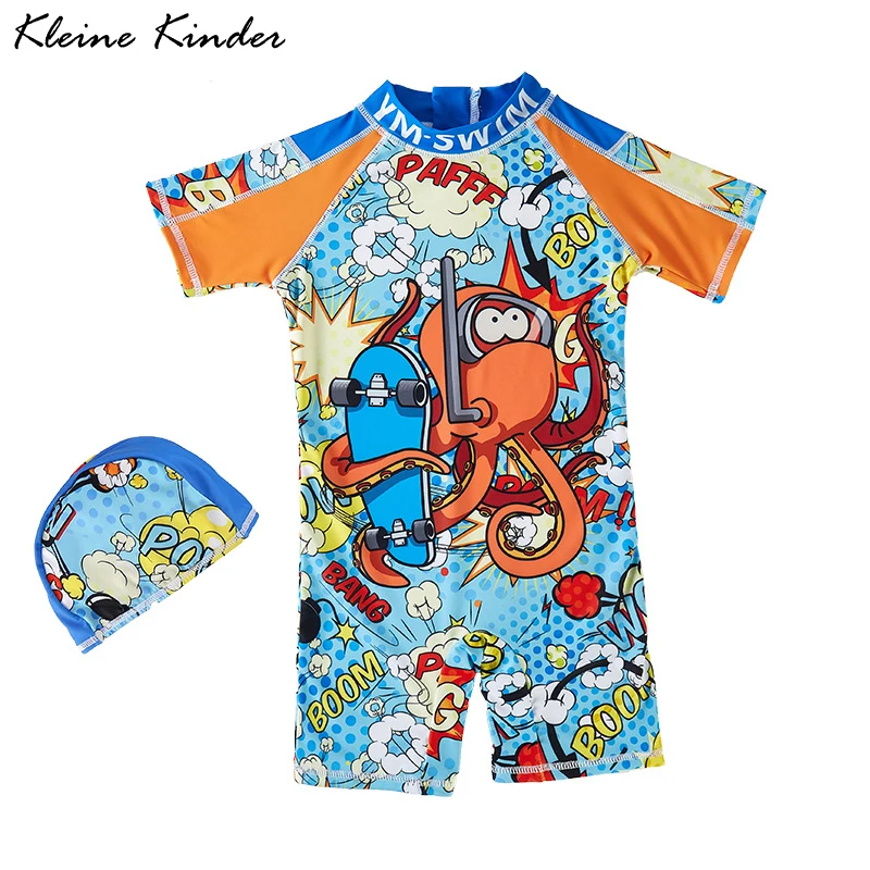 Top Trends: Swimwear Child UPF50 Baby Boy Swimsuit One Piece With Hat Cartoon Bathing Suit Kids Children Swimming Suit 1 2 3 4 5 6 7 Years Shoppable Styles