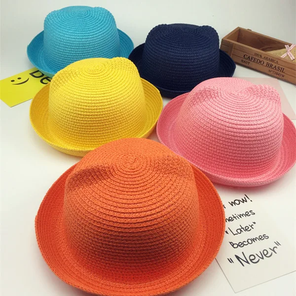 Top Trends: Boys Cap Girls Sun Hat Summer Children Panama Sun Hat Children Ear Decoration Sun Hat Solid Kid Floppy Panama Hat Shoppable Styles - Image 3