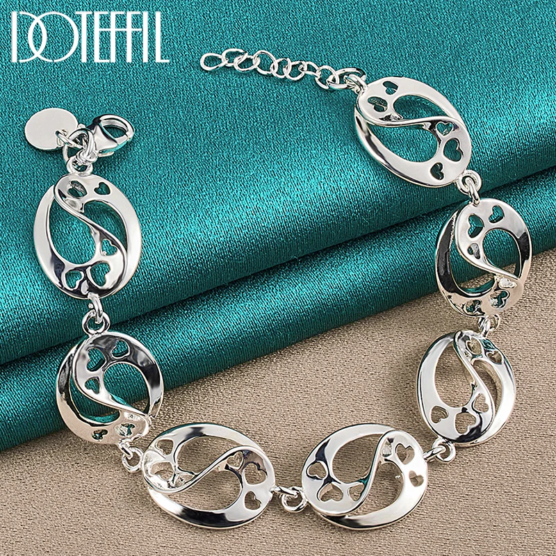 Top Trends: DOTEFFIL 925 Sterling Silver Love Heart Chain Bracelet For Women Fashion Wedding Engagement Party Charm Jewelry Shoppable Styles