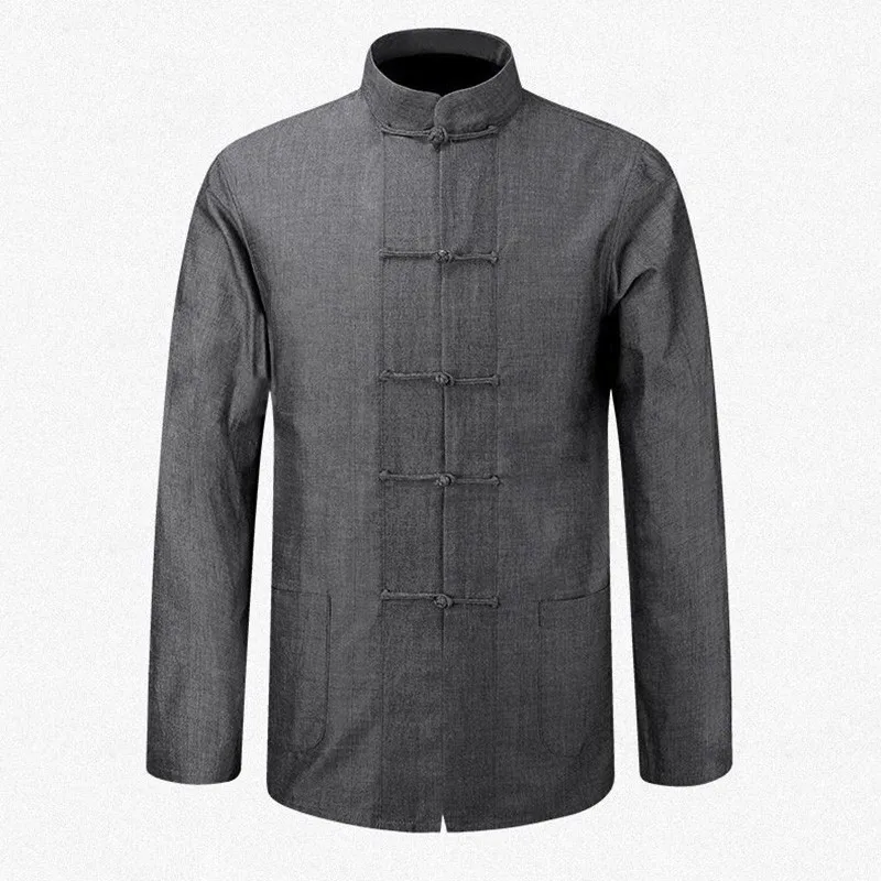 Top Trends: New Male Cotton Shirt Traditional Chinese Men Coat Clothing Kung Fu Tai Chi Uniform Autumn Spring Long Sleeve Jacket For Man Shoppable Styles