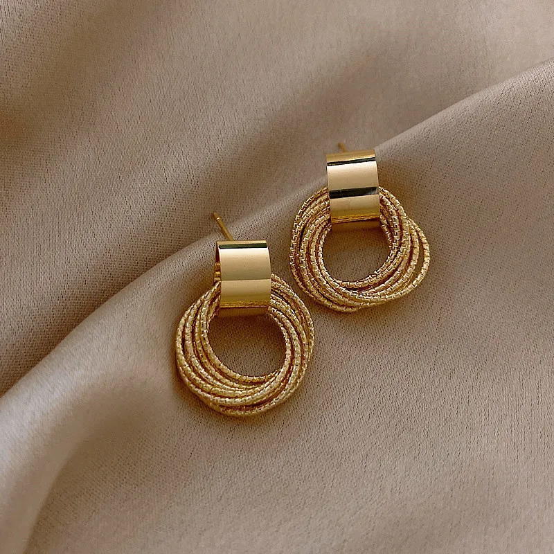 Top Trends: Retro Metallic Gold Color Multiple Small Circle Pendant Earrings 2022 New Jewelry Fashion Wedding Party Earrings For Woman Shoppable Styles