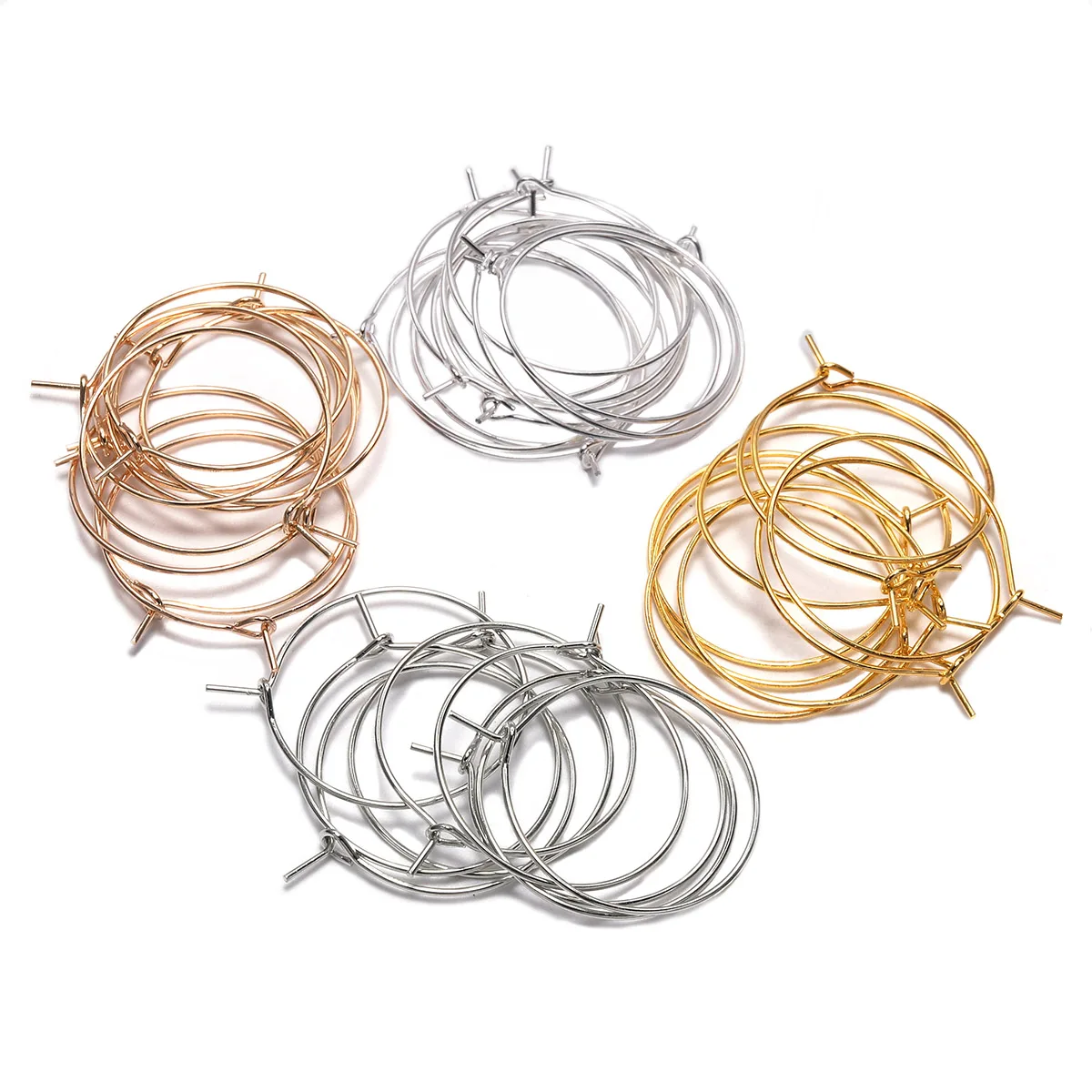 Top Trends: 50pcs / lot 20 25 30 35 Mm KC Gold Hoops Earrings Big Circle Ear Wire Hoops Earrings Wires For DIY Jewelry Making Supplies Shoppable Styles