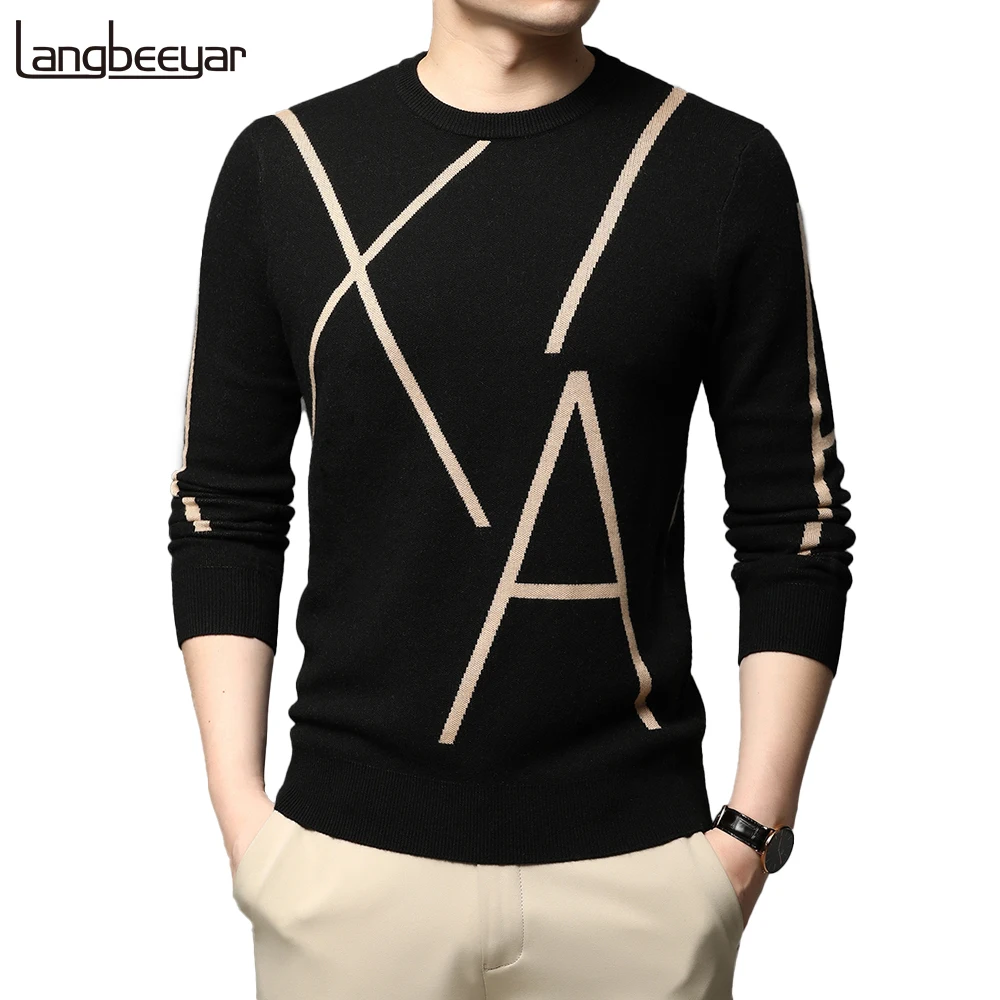 Top Trends: 2023 New Fashion Brand Knit High End Designer Winter Wool Pullover Black Sweater For Man Cool Autum Casual Jumper Mens Clothing Shoppable Styles