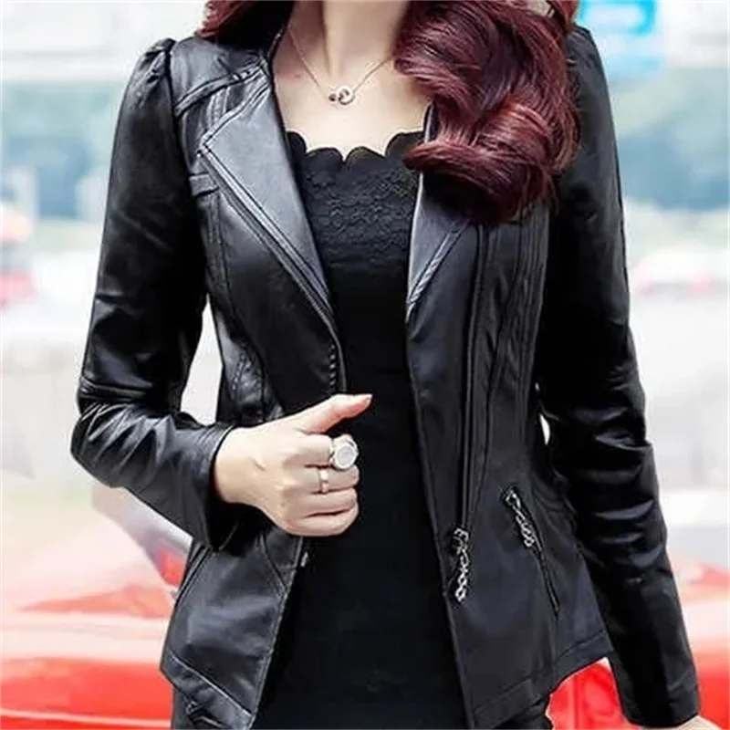 Top Trends: 2022 Autumn Black Leather Jacket Women Leather Jacket Korean Slimming Motorcycle Leather Jacket Ladies PU Coat Short Outwear Shoppable Styles