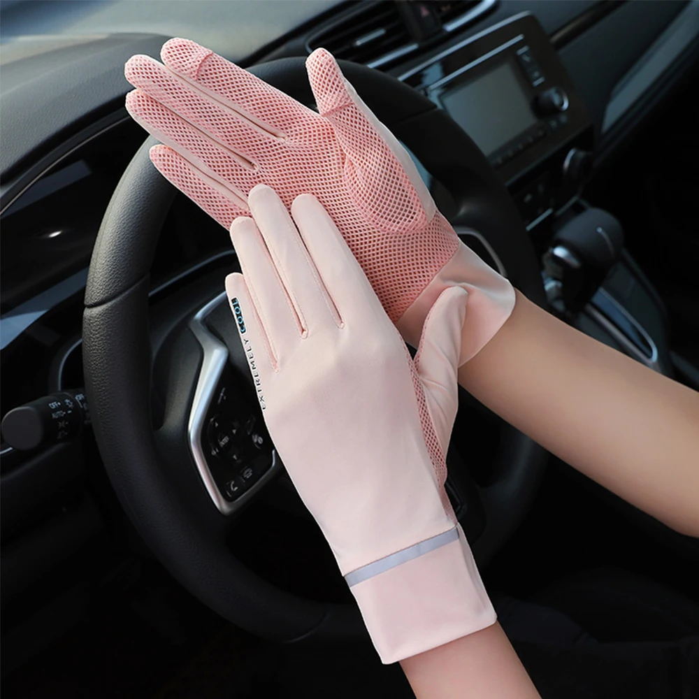 Top Trends: Fashion Women Gloves Summer Ladies Anti-UV Sunscreen Ice Silk Thin Gloves Mesh Breathable Can Be Opened Fingertip Driving Gloves Shoppable Styles