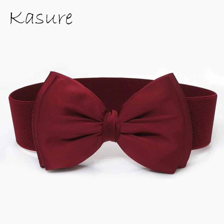 Top Trends: Kasure Women Elegant Big Bow Elastic Waistbands Lady Stretchy Solid Color Ribbon Bow-Knot Waist Belt Dress Decoration Cumerbunds Shoppable Styles