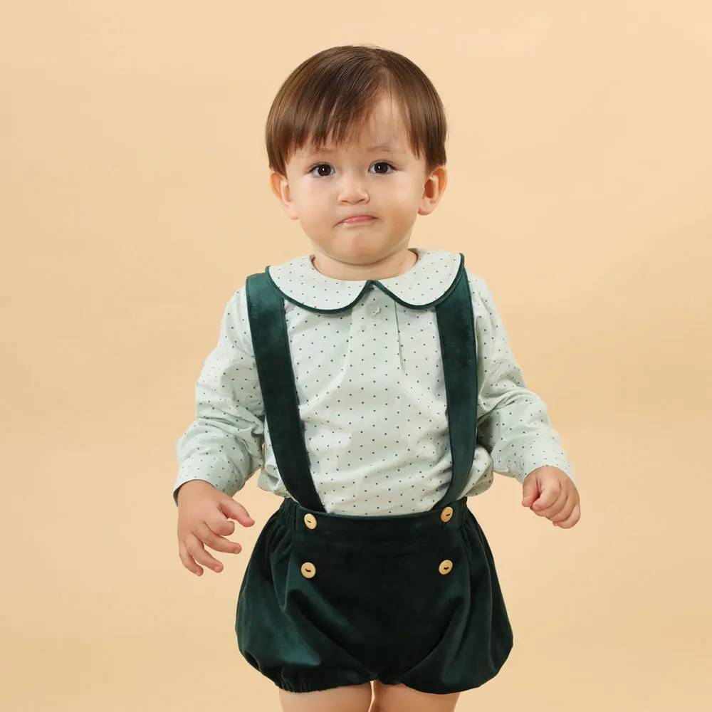 Top Trends: Boys Spanish Boutique Clothing Set Boy Summer Clothes Suit Infant Cotton Shirt With Velvet Suspender Pants Baby Birthday Outfit Shoppable Styles