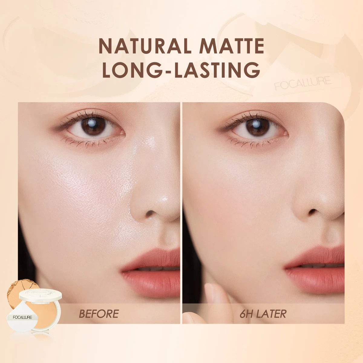 Top Trends: FOCALLURE Natural Lightweight Pressed Powder Waterproof Oil-control Long-lasting Compact Matte Setting Powder Makeup Cosmetics Shoppable Styles - Image 2