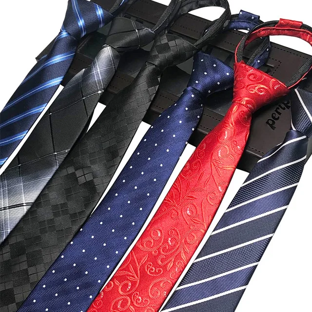 Top Trends: Men's Necktie Zipper Skinny Tie 6cm 5cm Strip Business Gentleman Lazy Ties Polyester Quality Floral Plaid Accessory Shoppable Styles