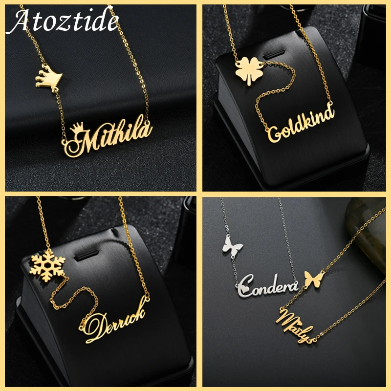 Top Trends: Fashion Customized Name Necklaces Heart Butterfly Pendant Stainless Steel Personalized For Women Letter Choker Necklace Jewelry Shoppable Styles