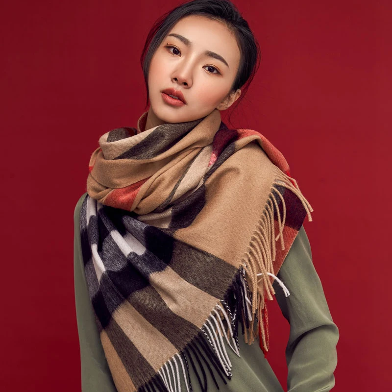 Top Trends: Women&#039;s Plaid Wool Scarf, Winter Warm Shawl, Thick Blanket, Tassel, Holiday Gift Shoppable Styles