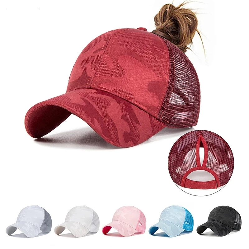 Top Trends: 2021 Women's Ponytail Baseball Cap Mesh Camouflage Summer Leisure Simple Snapback Cap Outdoor Streetwear Sport Hat For Women Men Shoppable Styles