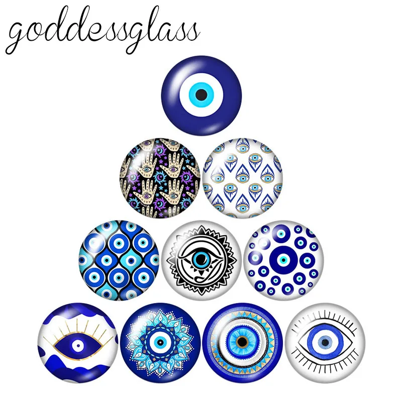 Top Trends: Lucky Turkish Greek Blue Evil Eye 10pcs 12mm / 18mm / 20mm / 25mm / 30mm Round Photo Glass Cabochon Demo Flat Back Making Findings Shoppable Styles