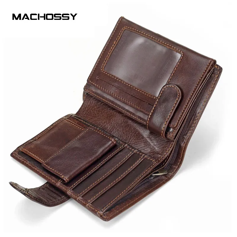 Top Trends: MACHOSSY Men Wallet Cowhide Genuine Leather Wallets Coin Purse Clutch Hasp Open Top Quality Retro Short Wallet 13.5cm*10cm Shoppable Styles