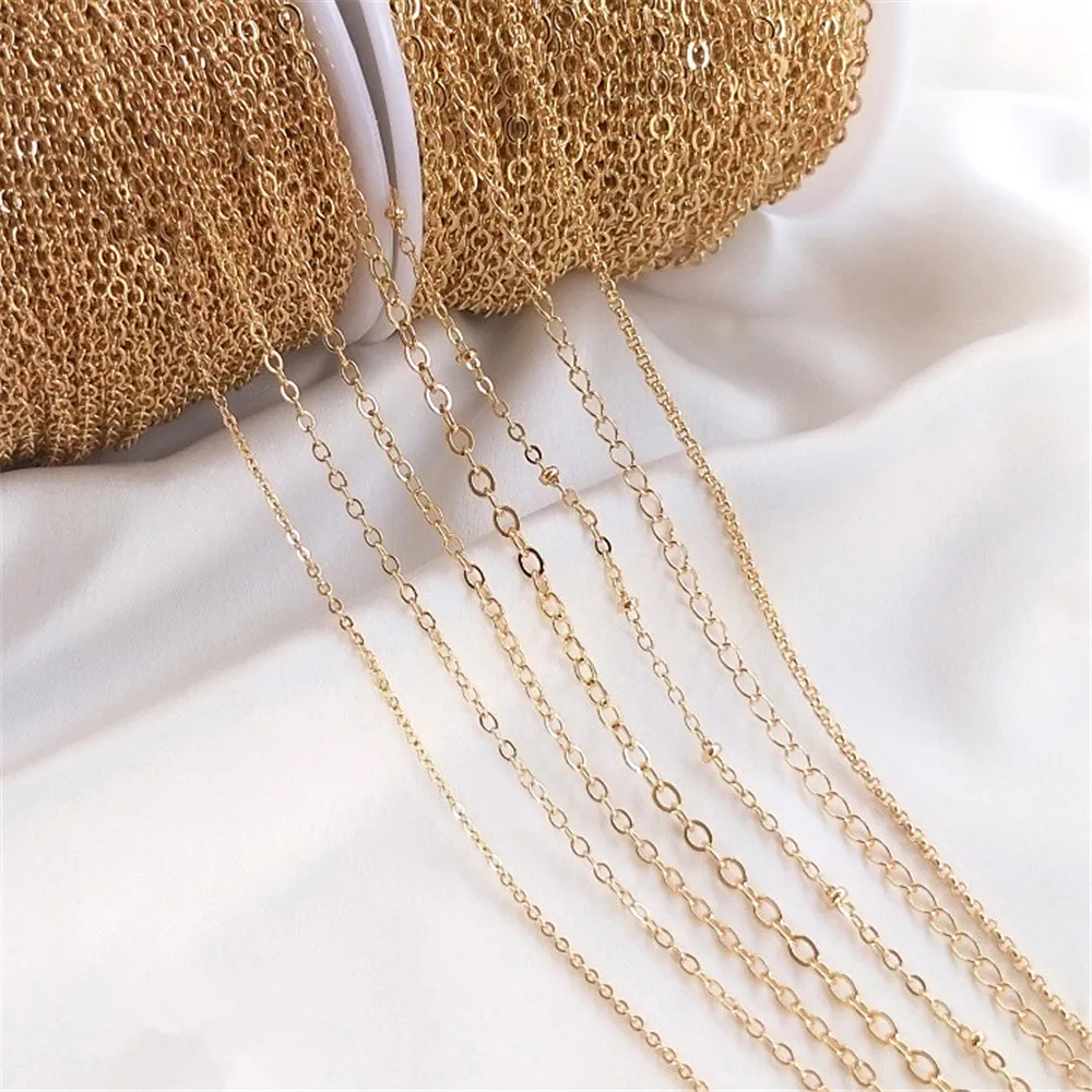 Top Trends: 14K Plated Gold Filled Chain Plated Gold Fine Chain Tassel O Chain Extension Necklace Bracelet Material DIY Accessories Shoppable Styles