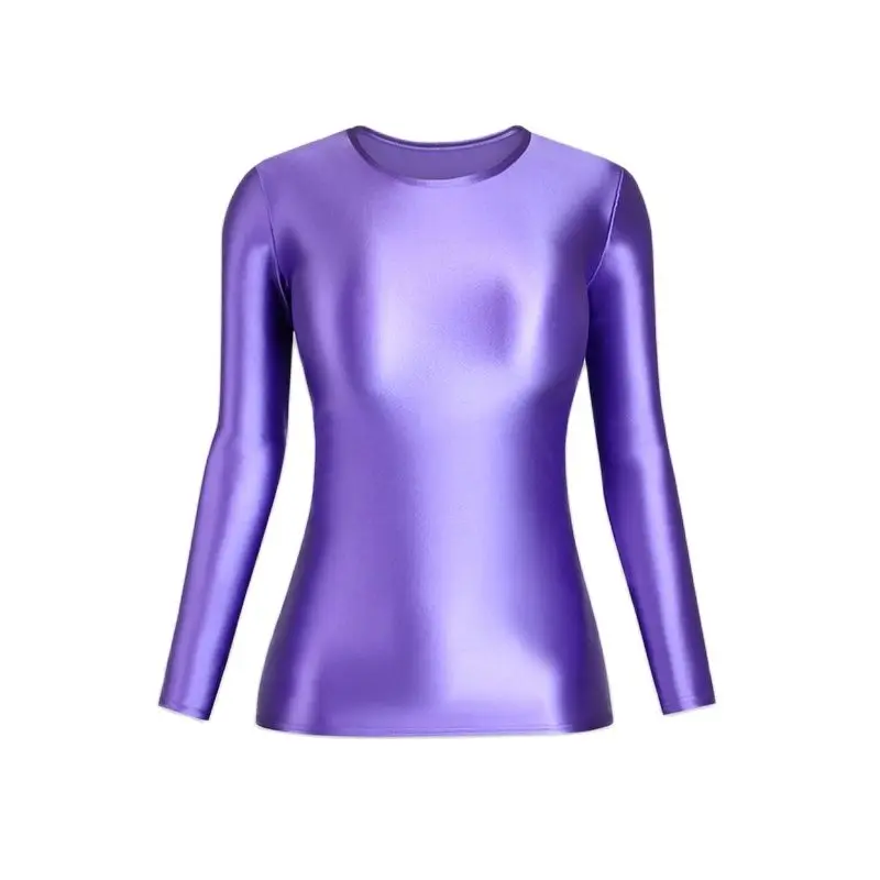 Top Trends: XCKNY Glossy Long Sleeve Top Tight And Smooth Top Sports Versatile Tights S-3xl Solid Shiny Top Yoga Sportswear Shoppable Styles - Image 5