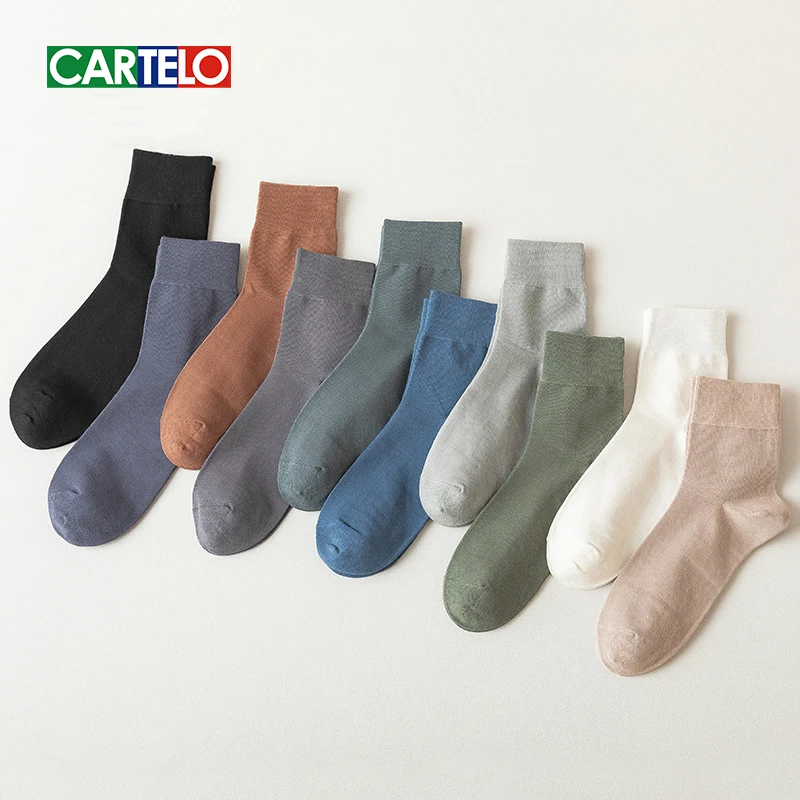 Top Trends: CARTELO Solid Color Men&#039;s Socks New Casual Fashion Sport Middle Tube Socks Soft Breathable Cotton For 4 Season Male Носки мужск Shoppable Styles