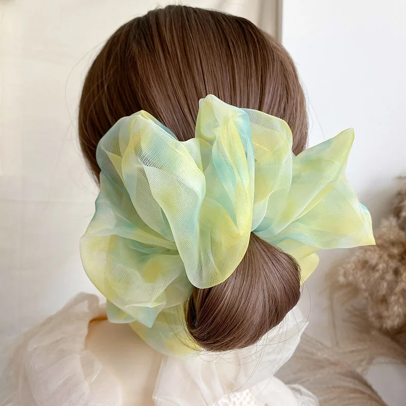 Top Trends: 1PC Spring Summer Net Yarn Hair Bow Scrunchies Large Organza Women Elastic Hair Band Ponytail Holder Hair Tie Girls Accessories Shoppable Styles - Image 3