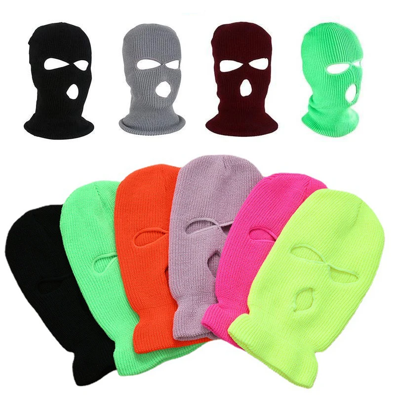 Top Trends: 3 Hole Full Face Mask Autumn Winter Knit Cap For Ski Cycling Army Tactical Mask Balaclava Hood Motorcycle Helmet Unisex Hats Shoppable Styles