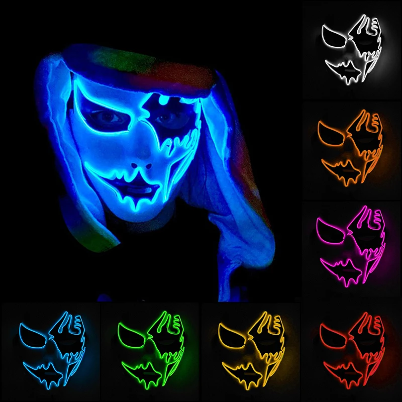 Top Trends: Halloween Scary LED Mask Neon Light Costume Mask EL Wire Face Glow Maske Carnival Mask Halloween Decoration Shoppable Styles