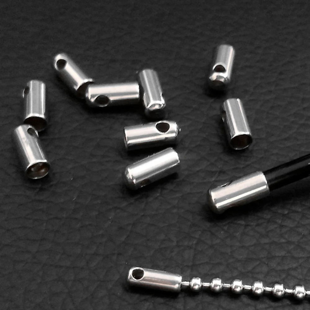 Top Trends: 20pcs Stainless Steel End Caps Crimp Clasps Connector Fit 0.6 , 0.9, 1.2, 1.8, 2.4, 3.2mm Sake Chain Necklace Jewelry Accessories Shoppable Styles - Image 5