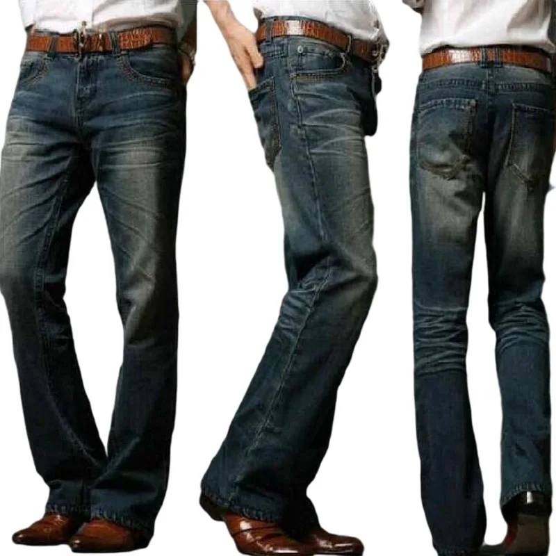 Top Trends: Mens Flared Jeans Boot Cut Boot Cut Jeans Men Leg Fit Classic Denim Pants Flare Vintage Jeans Male Straight Pants Shoppable Styles