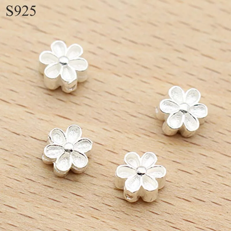 Top Trends: 2pcs Genuine Real Pure Solid 925 Sterling Silver Flower Spacer Beads Loose Bead Necklace Bracelet DIY Jewelry Making Findings Shoppable Styles