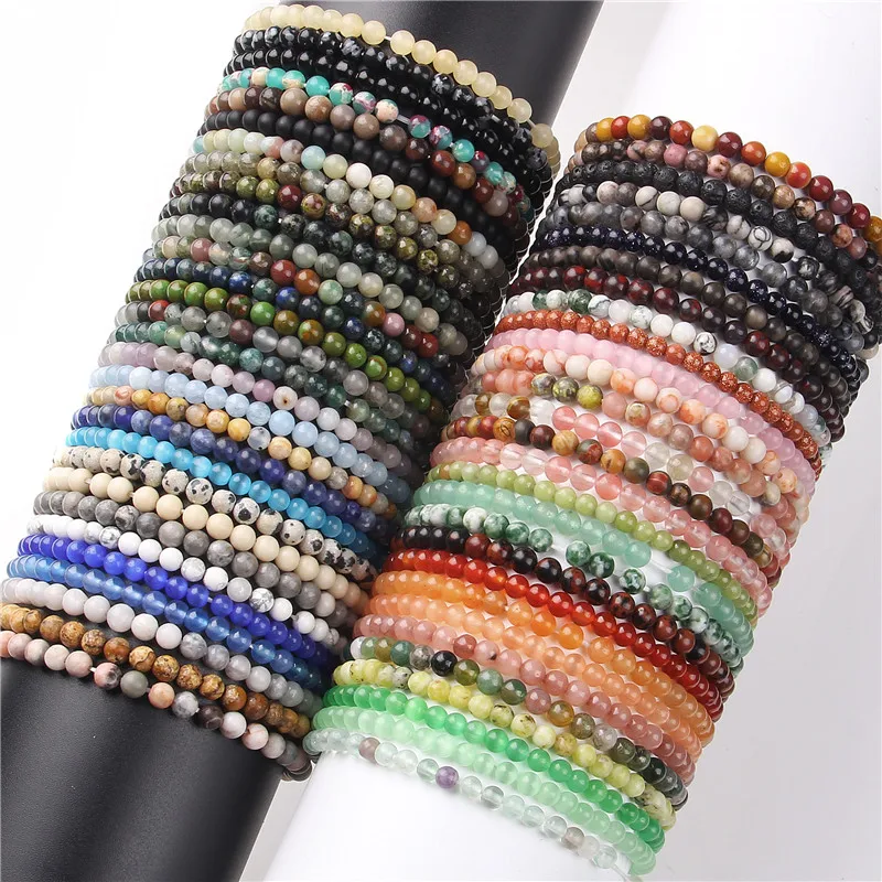 Top Trends: 4mm Chakra Beads Energy Bracelet Natural Round Agates Onyx Stone Stretch Bracelet Bangles For Women Men Handmade Yoga Jewelry Shoppable Styles