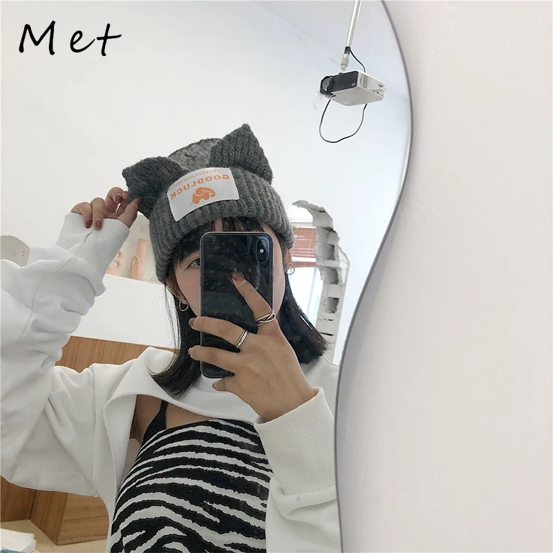 Top Trends: W15 Women's Hat Bubble Hat Pig Ears Cute Patch Ears Woolen Hat Women's Autumn And Winter Thickened Curled Knitted Hat Cold Hat Shoppable Styles