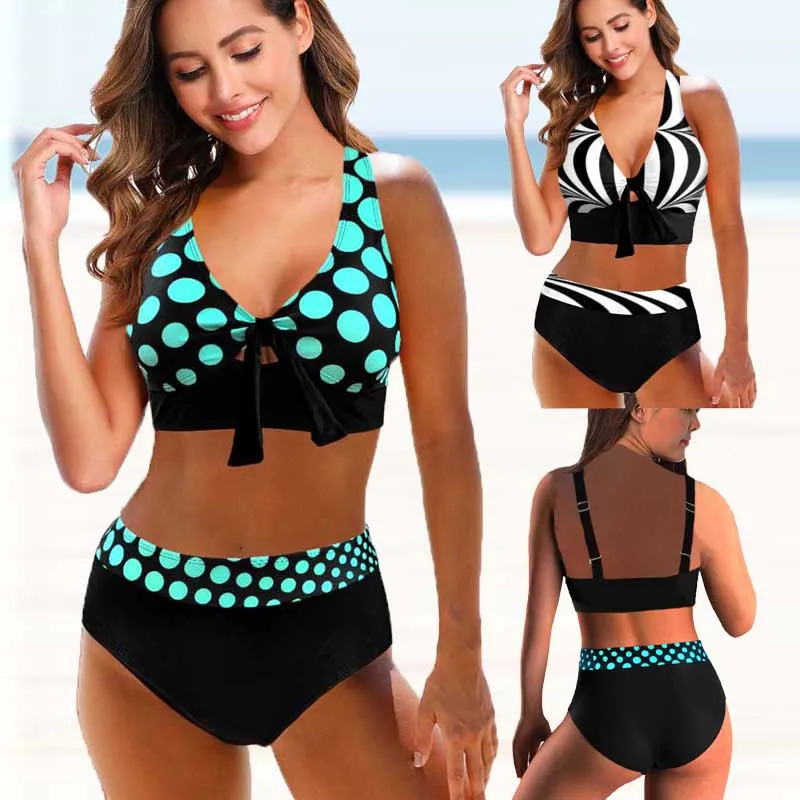 Top Trends: 2022 New Printed Plus Size Two Pieces Bikini Set Swimsuit Female Women Beachwear Swimwear Bathing Suit 5XL Shoppable Styles