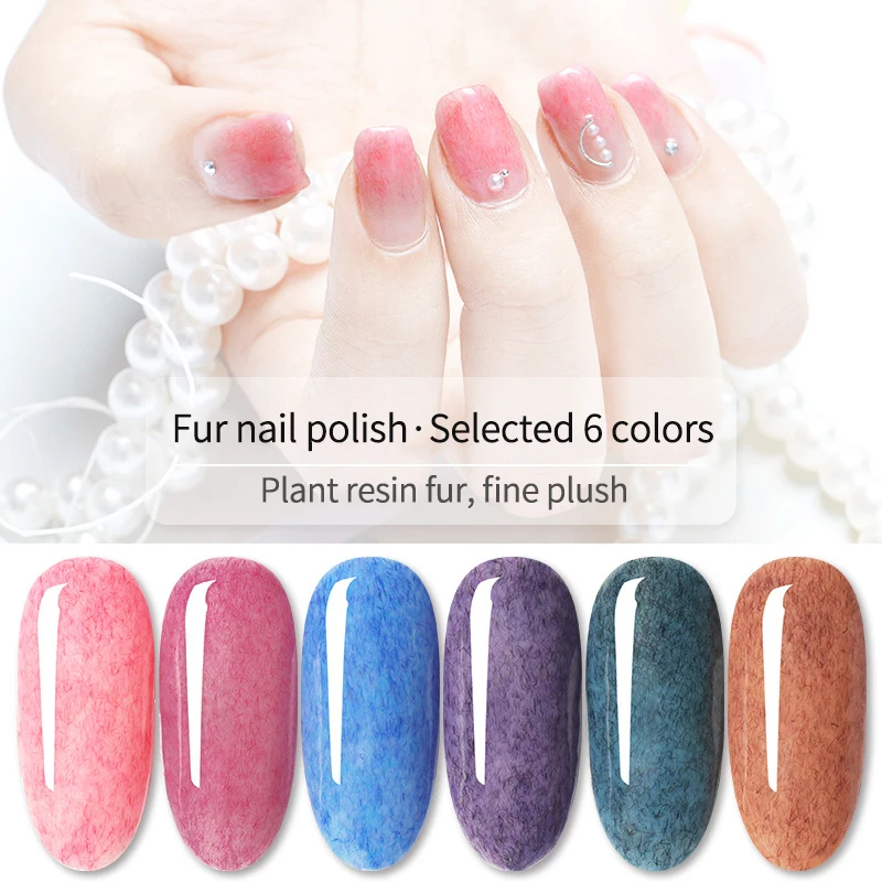 Top Trends: SKVP 8ML Faux Fur Effect Gel Nail Polish Top Base Coat Needed Matte Effect UV Gel Soak Off Nail Polish Nail Art Manicure Gel Shoppable Styles