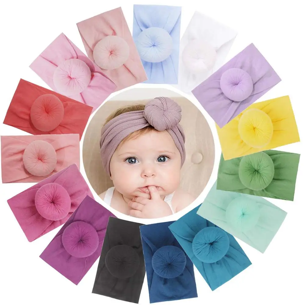 Top Trends: 15Pcs Baby Headbands Turban Head Wrap Stretch Bow Soft Wide Nylon Hairband For Newborns Infants Toddlers Shoppable Styles