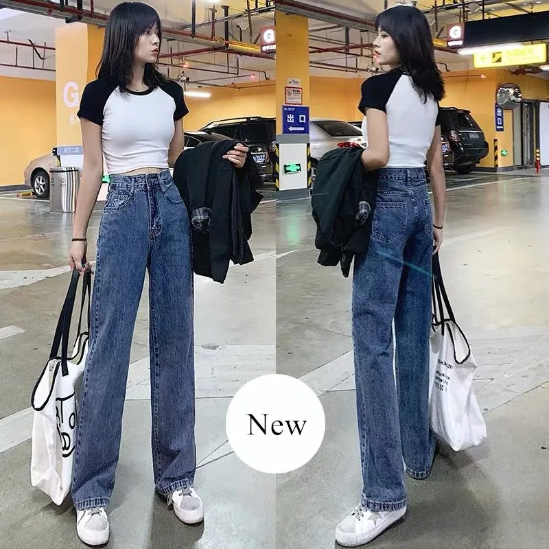 Top Trends: Vintage Woman Jeans For Women Women Spring Casual Denim Wide Leg Loose Pants Full Length Length Oversize High Waist Jean Shoppable Styles