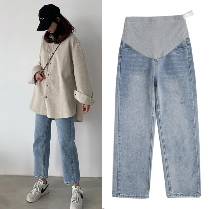 Top Trends: 1088 # Wide Leg Loose Straight Denim Maternity Jeans Spring Autumn Belly Pants Clothes For Pregnant Women Pregnancy Work Trousers Shoppable Styles