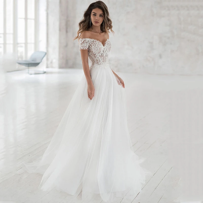 Top Trends: Smileven Wedding Dress Off The Shoulder Appliqued Bride Dresses A Line Elegant Lace Wedding Bridal Gowns 2019 Shoppable Styles