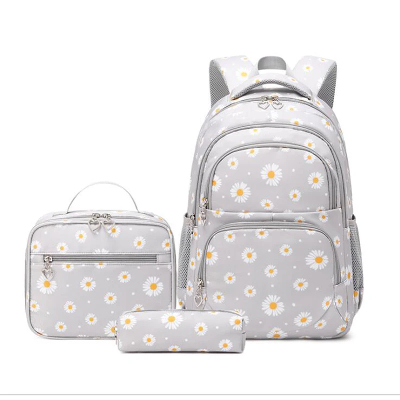 Top Trends: 3 Pcs / Set Children School Backpack Girl School Bags Teenage Mochila Feminina Lunchbox Student With Pencil Case Kids 2023 Black Shoppable Styles