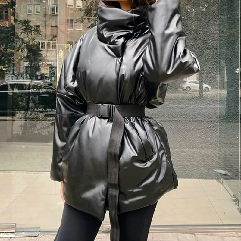 Top Trends: 2023 New Cotton Solid Coat With Belt, Ladies Loose Pocket Bubble Thick Down Jacket Ladies Jackets Keep Warm In Autumn And Winter Shoppable Styles