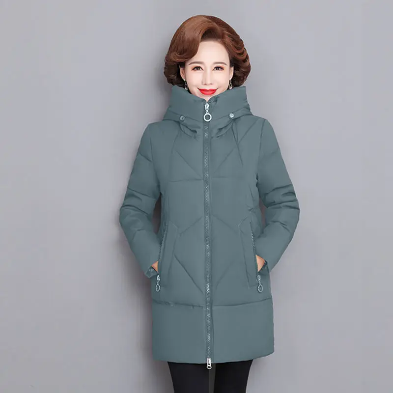 Top Trends: Hooded Thick Down Jacket Female 2023 New Middle Aged Mother Cotton Winter Coat Grandmother Wear Plus Size Long Parka Women 6XL Shoppable Styles