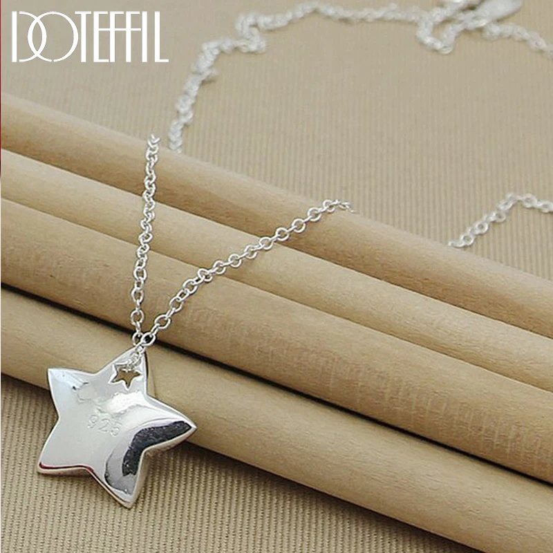 Top Trends: DOTEFFIL Genuine 925 Sterling Silver Star Pendant Necklace 18 Inches Chain Fashion Jewelry Necklace For Women Hot Sale Shoppable Styles