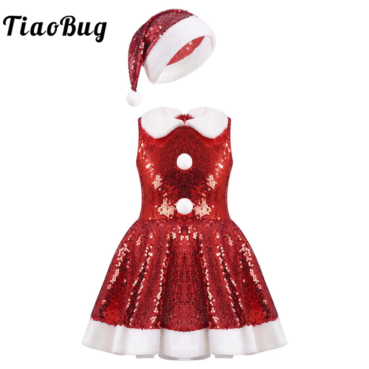 Top Trends: Kids Christmas Costume Sleeveless Sequins Ballet Tutu Dress Figure Skating Gymnastics Leotard Jazz Latin Performance Dancewear Shoppable Styles