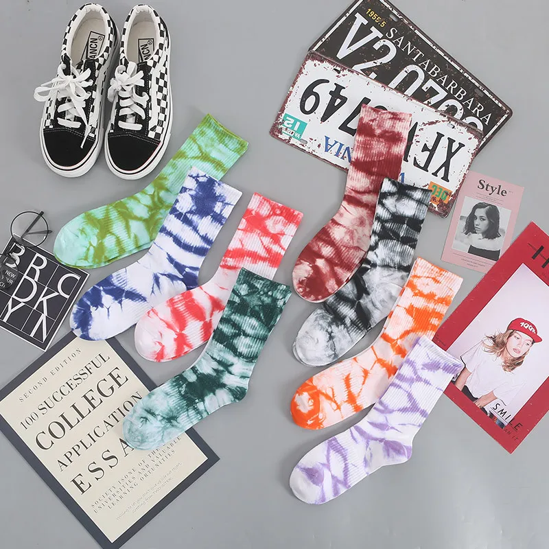 Top Trends: Autumn And Winter Fashion Tie-dye Socks Korean Style Harajuku Hip-hop Skateboard Socks Unisex Holiday Gift Happy Cotton Socks Shoppable Styles - Image 3