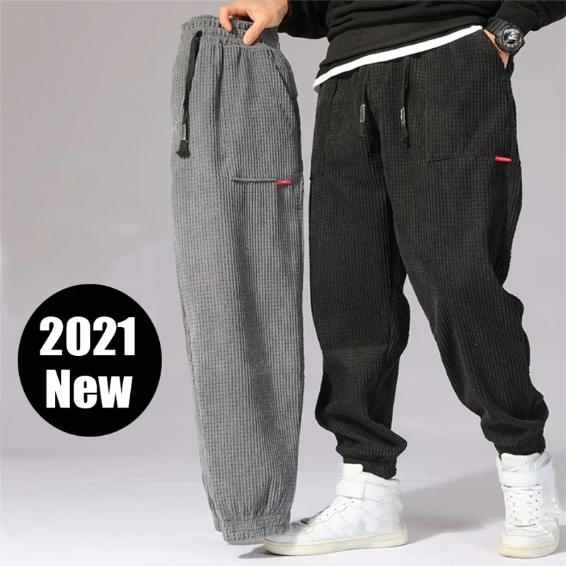 Top Trends: New Spring Men Trousers 2021 Elastic Waist Corduroy Pants Fashion Streetwear Outdoor Male Jogging Pants Pantalones Para Hombres Shoppable Styles